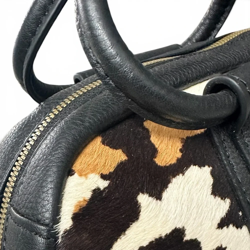 Hobo Sheila Small Satchel Cow Print Leather‎ Calf Hair NWT Crossbody & Dust Bag